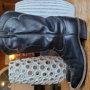 Tony Lama Black Leather Cowboy Boots
